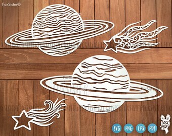 Planets svg for Cricut and Silhouette, Space svg, FoxSister, space silhouette, space cricut, outer space svg, Saturn svg, night sky svg