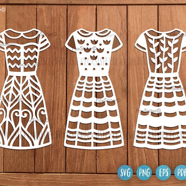 Dress svg for Cricut and Silhouette, cocktail dresses svg, FoxSister, clothing svg, girls svg, wedding svg, dress clipart, fashion svg