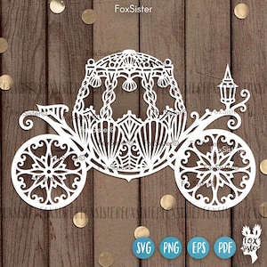 Design di carrozza svg per Cricut Silhouette Glowforge e altri laser cutter, carrozza della principessa svg, carrozza svg, compleanno svg fiaba svg