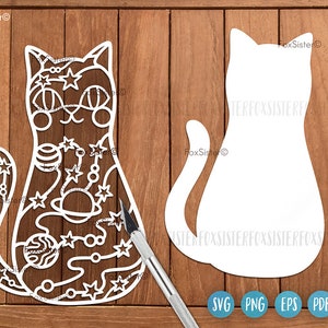 Space Cat svg for Cricut and Silhouette, cats svg, Pets svg, sublimation svg, layered svg, vector clipart, astronaut svg, galaxy svg image 2