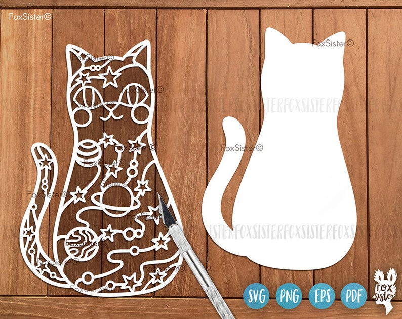 Space Cat svg for Cricut and Silhouette, cats svg, Pets svg, sublimation svg, layered svg, vector clipart, astronaut svg, galaxy svg image 2