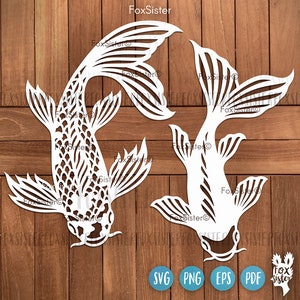 Koi fish svg designs for Cricut Silhouette Glowforge and other laser cutters, fish svg, Japanese svg, koi sublimation, Koi fish png clipart
