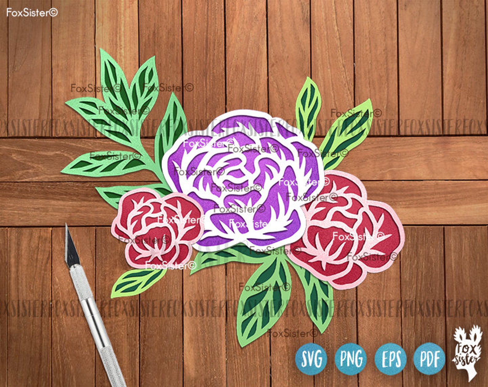 Download SVG Flowers Peonies svg Bundle 7 Papercut Templates | Etsy