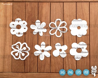 Bloemen Svg Png Pdf Eps, bloem Svg-bestanden, eenvoudige bloem gesneden bestand, Daisy Flower Svg, schattige bloem clipart Cricut silhouet vector gesneden bestand