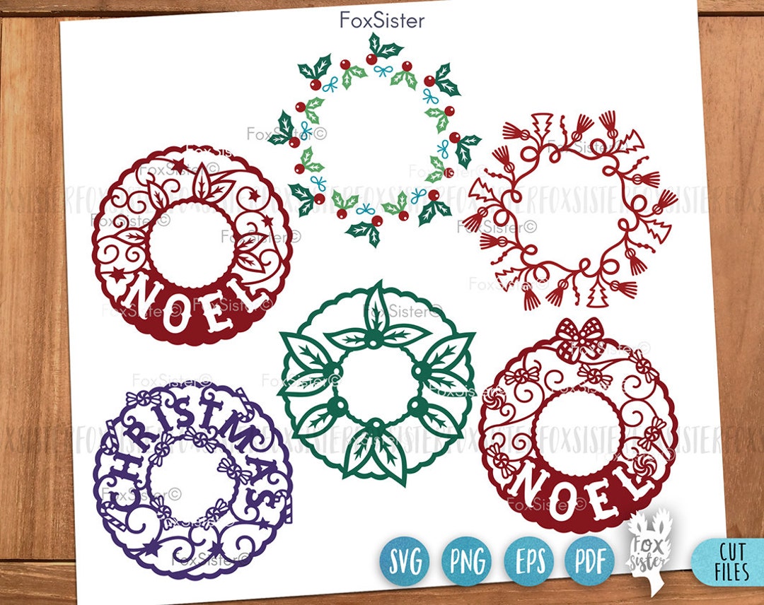 Christmas Wreath Svg Bundle for Cricut Silhouette, Round Christmas ...