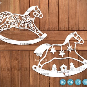 Rocking horse Svg Template, Christmas SVG Bundle, Horse Clipart, Animal, Svg Cutting Files, Decorations, Toy, Snowflake, Cricut Silhouette