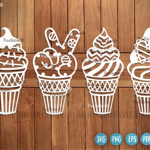Eis Waffel geschnitten Datei, Eiscreme Clipart, Sommer Schmuck, süßes Design, Süßigkeiten geschnitten, für Cricut Silhouette,