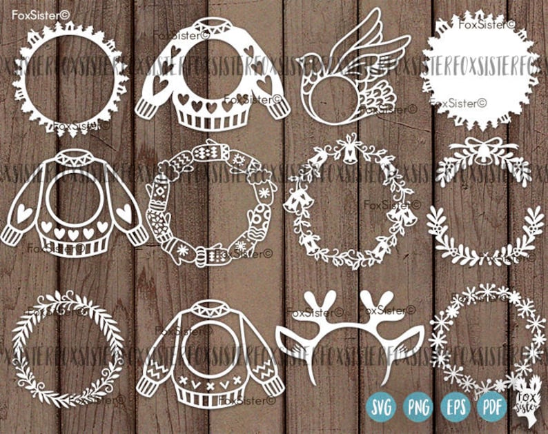 Download Christmas Monogram SVG Bundle SET 1 12 Blank Circle Wreath | Etsy