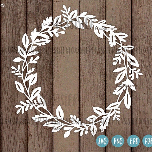 Wreath Monogram SVG / PDF Blank Circle Floral Frame |  Papercut Template | floral Paper Cut Out | Cricut Cameo | Home Decor | cut file