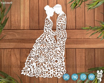 Bride Groom Svg, Floral Wedding Svg, Mr and Mrs Svg, Couple Svg, Bride Clipart, Wedding Cut File, Cricut Silhouette, Vector Svg Cutting file