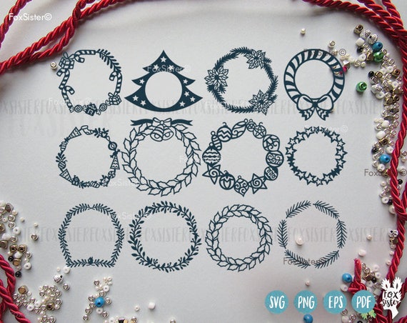 Download Stencils Templates Craft Supplies Tools Home Decor 12 Blank Circle Wreath Frames Template Christmas Monogram Svg Bundle Set 1 Deer Sweater Bells Holly Cricut New Year