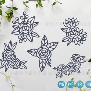 Rose Bundle Svg, Flower Svg Bundle, Roses Svg, Floral Svg, Flower ...
