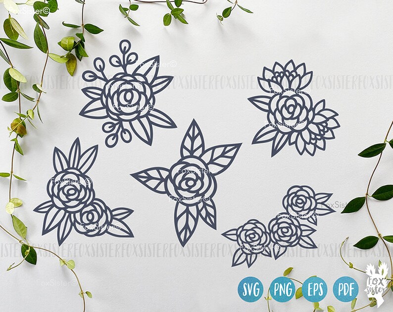 Rose Bundle Svg, Flower Svg Bundle, Roses Svg, Floral Svg, Flower ...