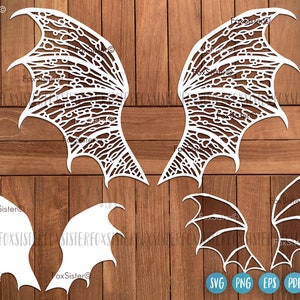 Diseño SVG de alas de dragón para Cricut y Silhouette, alas de murciélago SVG, alas aterradoras SVG, Halloween SVG, clipart de dragón, dragón SVG png