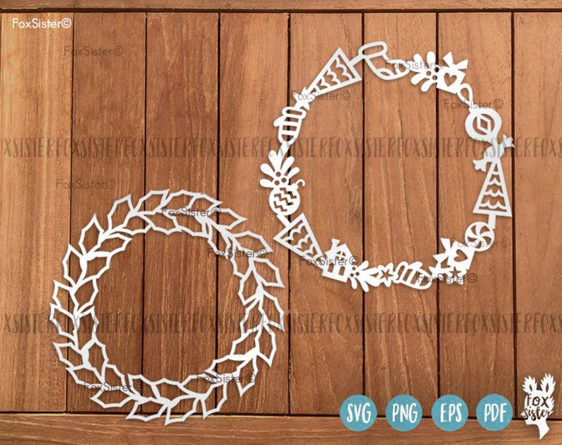 Download Cricut Vinyl Decal Winter 12 Christmas Blank Circle Monogram Wreath Frames Svg Bundle Set 3 Leaves