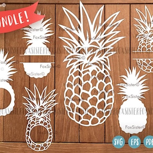 Monogram Pineapples svg cut files, pineapple clipart, Tropical svg, Summer fruit svg, pineapples cut files, Cricut Silhouette designs