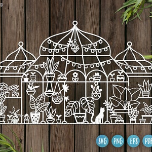Design svg de estufa para Cricut e Silhouette, jardinagem svg, sublimação de plantas png, amante de plantas svg, planta de casa svg, svg botânico