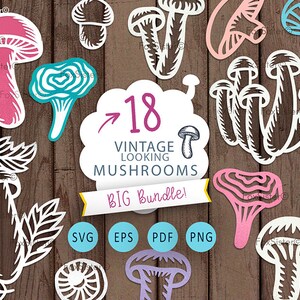 18 Vintage looking Mushroom Svg Bundle Cutting Files for Cricut and Silhouette, Mushroom Cut File, Mushroom Clipart, FoxSister, Fungi Svg