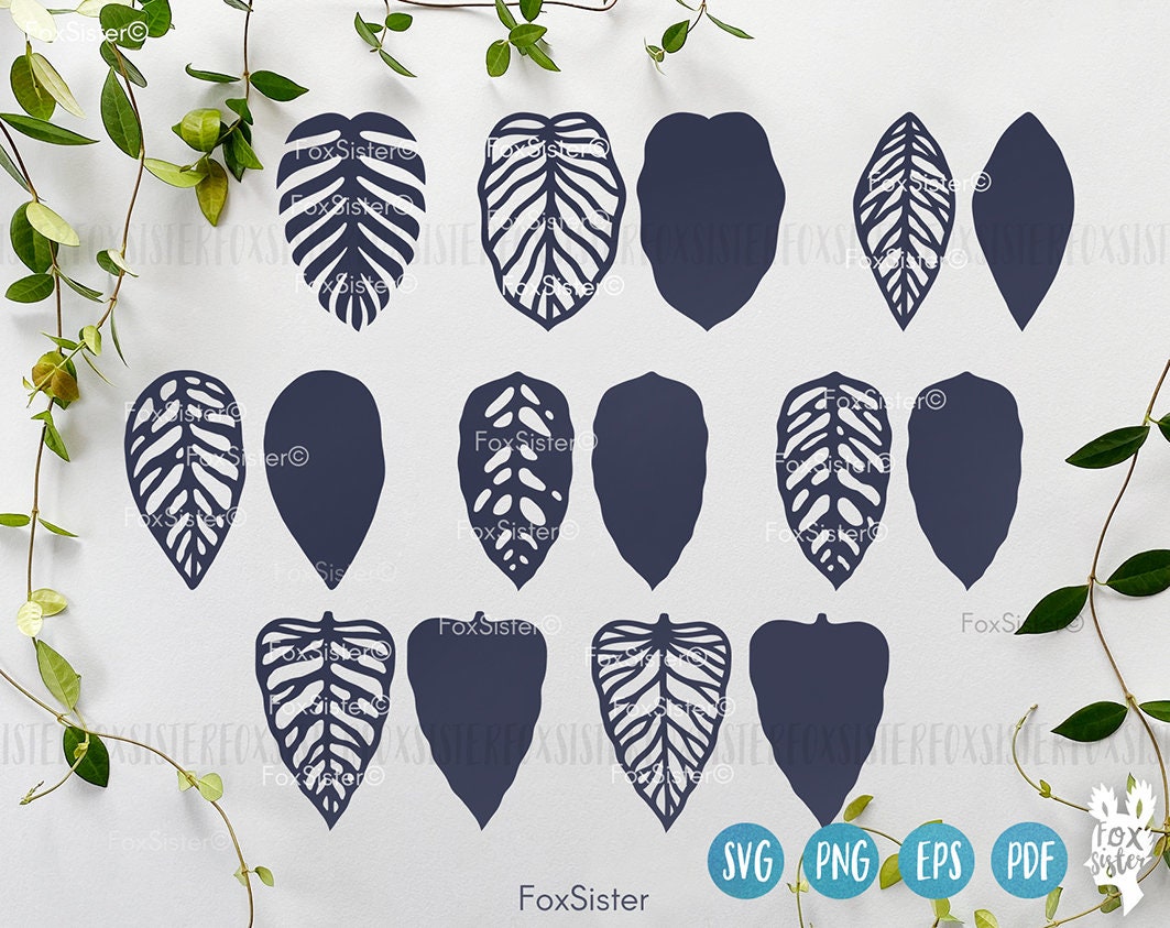 Monstera Leaf Svg Bundle for Cricut and Silhouette, Leaves Svg, Palm ...