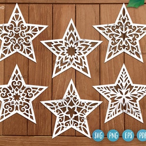 Sterren svg bundel SET 13 voor Cricut en silhouet, kerstboom ornamenten svg, hemelse svg, ster vector clipart, ster png, bestand knippen