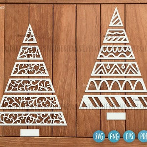 2 Árvores de Natal Svg Bundle para Cricut e Silhouette, arquivos svg de Natal, FoxSister, Feliz Natal svg, arquivos svg de Natal, árvore svg