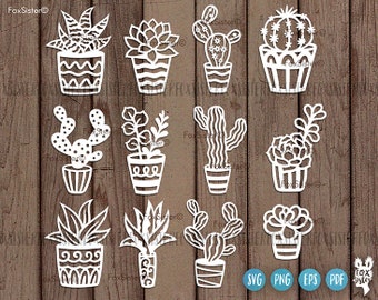 Cactus Svg, Succulent Svg, Cactus Clipart, Succulent Clip art, Cacti Svg, Plants Svg, Cactus Vector, Cactus Cut File, Plant Svg, Svg Bundle