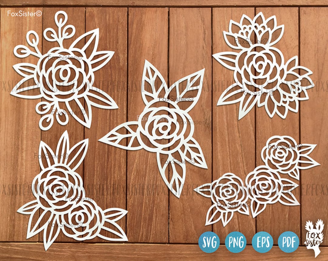 Rose Bundle Svg, Flower Svg Bundle, Roses Svg, Floral Svg, Flower ...