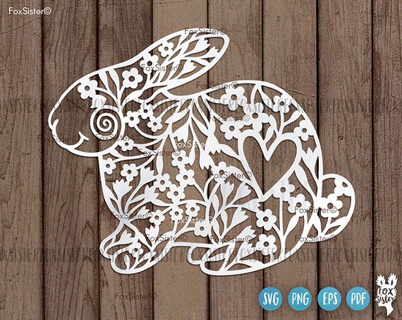 Bunny Svg, Bunny Clip art, Bunny Cut File, Floral Svg, Bunny face, Easter Svg, Digital download, Flowers Svg, Cricut Silhouette Cut File