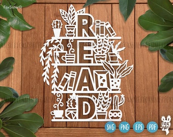 Succulents Svg, Succulents on a shelf Svg, book svg, words svg, reading svg, librarian svg, books svg, plants svg, back to school svg, png