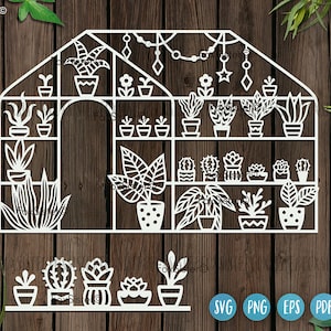 Diseño suculento svg para Cricut y Silhouette, svg de invernadero, svg de jardinería, sublimación de plantas, svg de planta de interior, svg botánico, svg de cactus