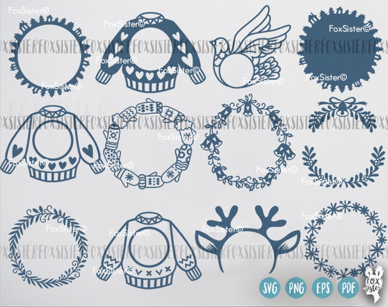 Download Christmas Monogram SVG Bundle SET 1 12 Blank Circle Wreath ...