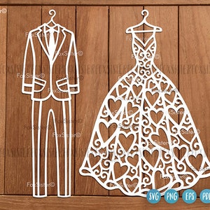 Wedding Svg, Bridal Dress Svg, Dress Svg, Mr and Mrs Svg, Suit Svg, Bridal Dress Clipart, Wedding Cut File, Cricut Silhouette, Svg Bundle