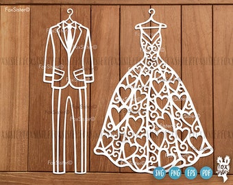 Wedding Svg, Bridal Dress Svg, Dress Svg, Mr and Mrs Svg, Suit Svg, Bridal Dress Clipart, Wedding Cut File, Cricut Silhouette, Svg Bundle