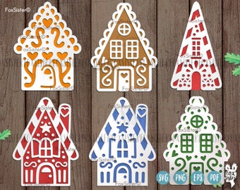 Weihnachts-Svg-Dateien, 6 Lebkuchenhaus-Schnittdatei, Lebkuchen-Schnittdatei, Lebkuchen-Svg, Haussvg, Vinyl-Aufkleber, Cricut, Silhouette