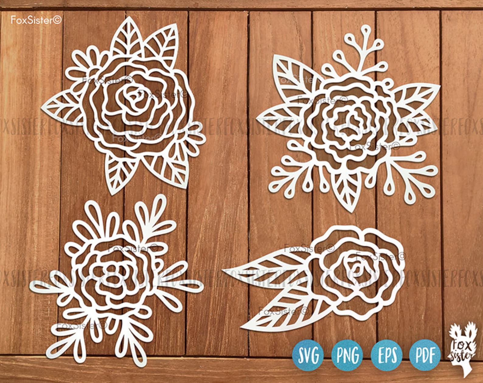 Rose Bundle Svg, Flower Svg Bundle, Roses Svg, Floral Svg, Flower Cut ...