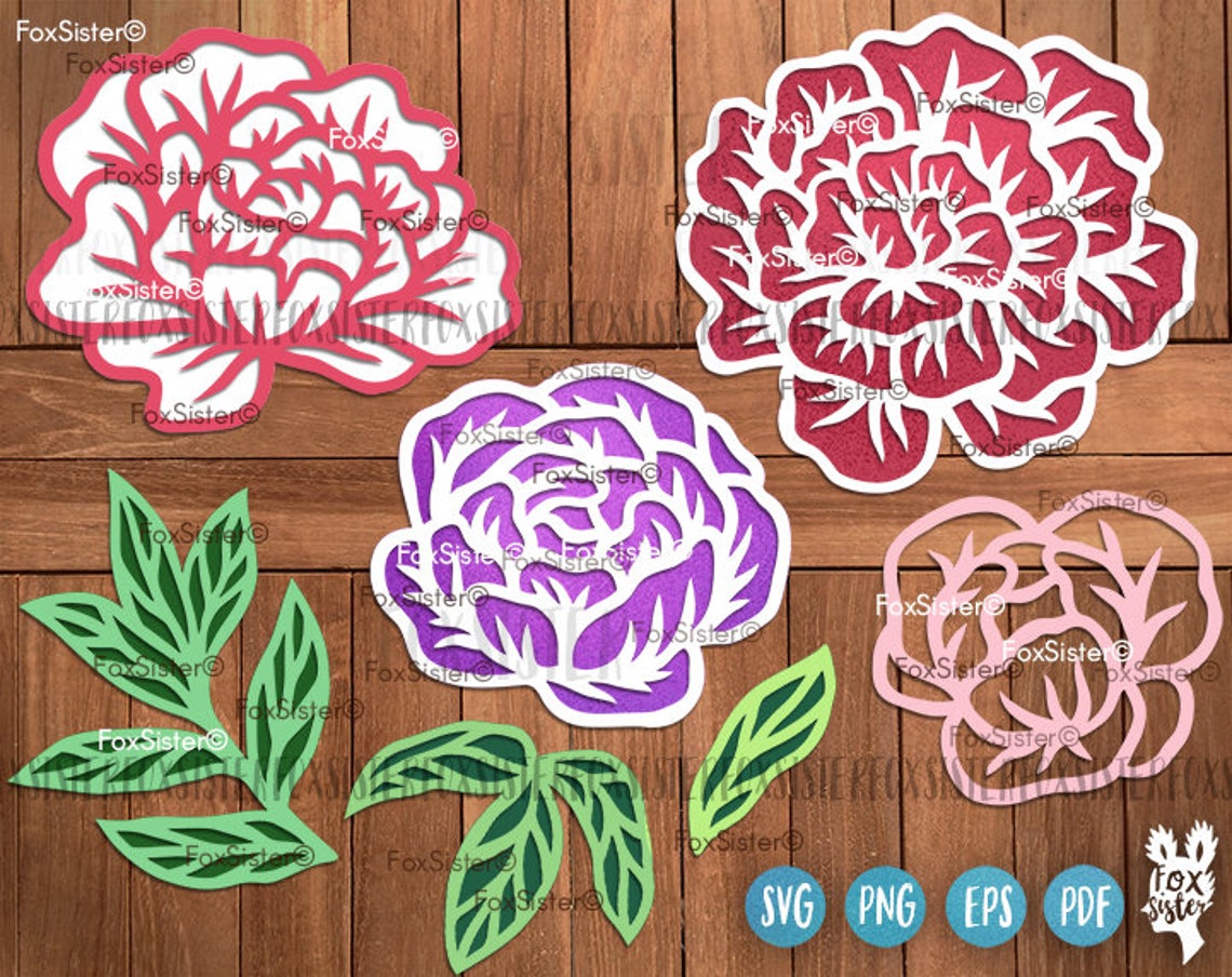Download SVG Flowers Peonies svg Bundle 7 Papercut Templates | Etsy