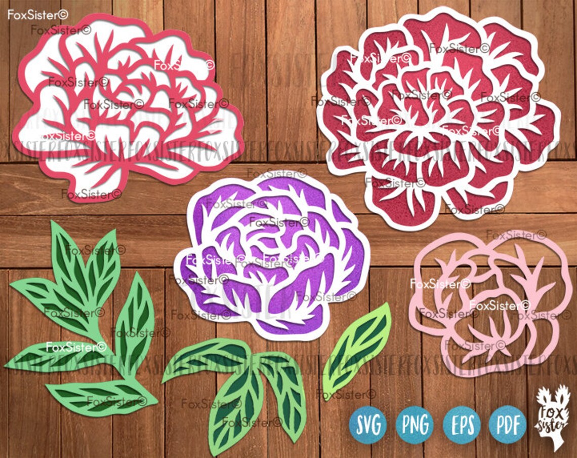 Download SVG Flowers Peonies svg Bundle 7 Papercut Templates | Etsy