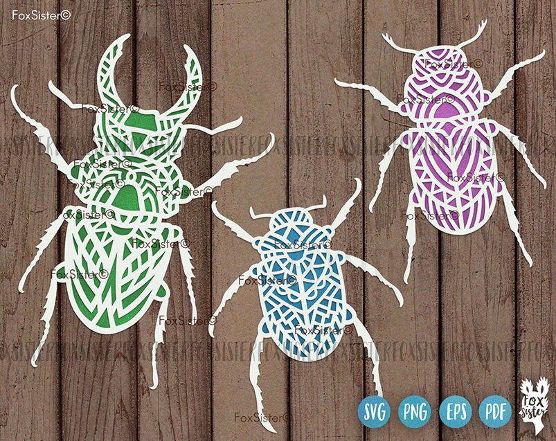 Insects Svg, Beetle Svg, Beetle Svg Bundle Cutting Files for Cricut and Silhouette, Svg Beetle, FoxSister designs, Boho Svg, Insects Clipart