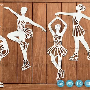 Pacote svg de patinação artística para Cricut e Silhouette, clipart vetorial de patinação no gelo, svg de Natal, svg de esportes de inverno, svg de mulheres, svg de pessoas