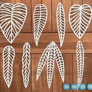 Leaf Svg Bundle SET 8, Leaf Svg Cut File Designs, Leaves Cutting Svg, Wreath Elements Svg, Nature Svg, Plants Svg, Cricut File Silhouette
