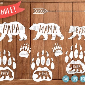 Ensemble de modèles de découpe papier SVG/PDF Mama Bear | Ours | Papa, bébé ours | Animaux |Utilisation commerciale | Famille | Couper le fichier | Cricut | Silhouette