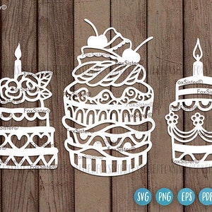 Birthday Cake Svg Bundle, Cake Svg, Birthday Cake Cut File Clipart, Celebration Svg, Die Cut, Vector, Decal, files for Cricut and Silhouette image 1