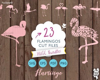 HUGE Flamingo svg Bundle!! 23 Flamingo birds | Paper & Vinyl cut Template | Bird Silhouette | Cricut, Cameo | cut files | Home Decor