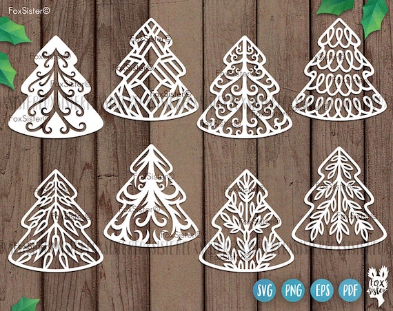 Christmas tree svg bundle cut file for Cricut and Silhouette, Pine hand drawn svg, Pine Tree svg, Christmas svg, Christmas Tree Ornaments