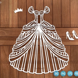 Dress svg cut file for Cricut and Silhouette, princess party svg, princess gown svg, wedding dress svg, bride dress svg, princess dress svg