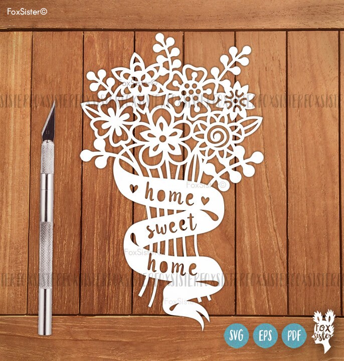 Download SVG / PDF Home Sweet Home Papercut Template New Home | Etsy