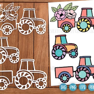 Floral Tractor Svg for Cricut and Silhouette, country svg, farm svg, farm life svg, farm family svg, farmhouse svg, farming svg, sublimation