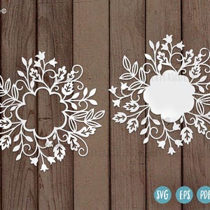 Floral round Monogram Frame Wreath svg cut files for Cricut, Silhouette, Empty round monogram frame svg, circle frame svg, wreath frame svg