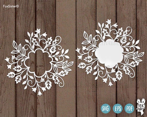 Download Floral round Monogram Frame/Wreath SVG / PDF Papercut | Etsy