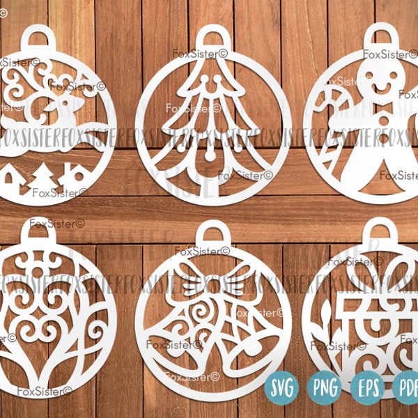 Christmas Baubles SVG Bundle SET 2, Bauble svg, Tree ornament svg, Gingerbread Man svg, Reindeer cut files, Christmas Svg, Winter bauble svg